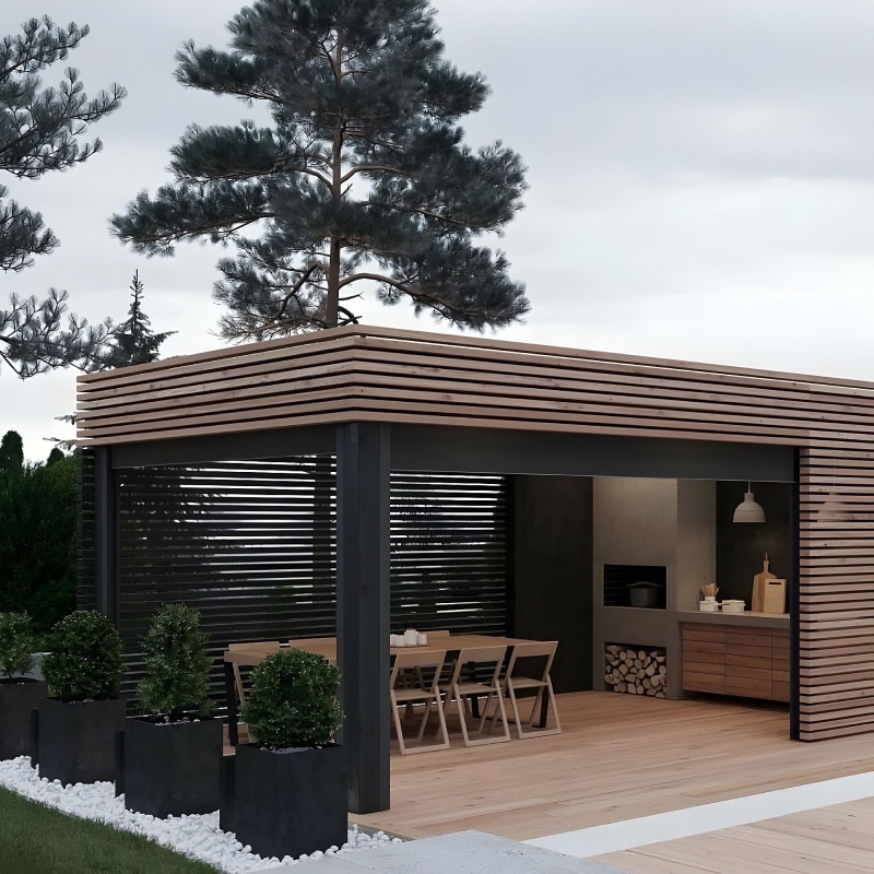 Навес для автомобиля двускатный перед гаражом