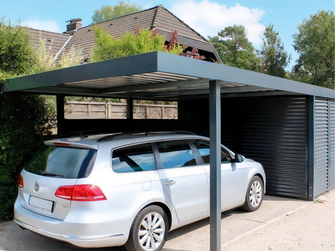 Закрытый навес с односкатной крышей из поликарбоната